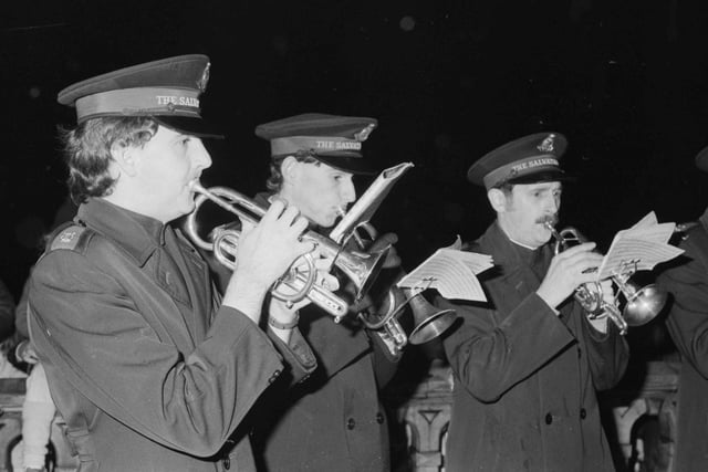 Members of Roker Avenue, Monkwearmouth,  Salvation Army Band playing Christmas carols in Mowbray Park in 1985. And while we are on a musical theme, did you love Merry Christmas Everyone by Shakin Stevens? It was number 1 at Christmas that year.