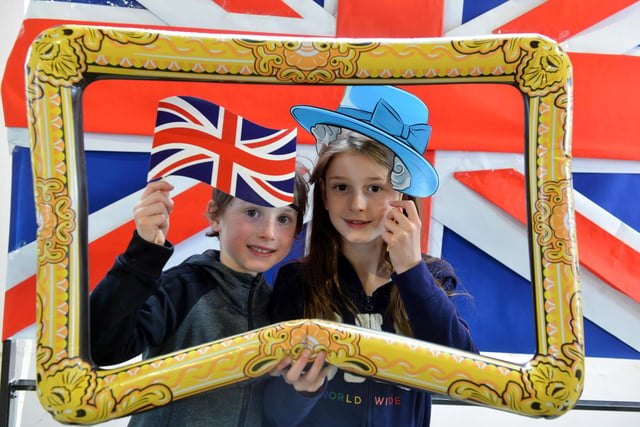 Alistair Goss, 6 and his sister Nancy Goss, 9, celebrate the Jubilee at St Gabriel's Church Hall.