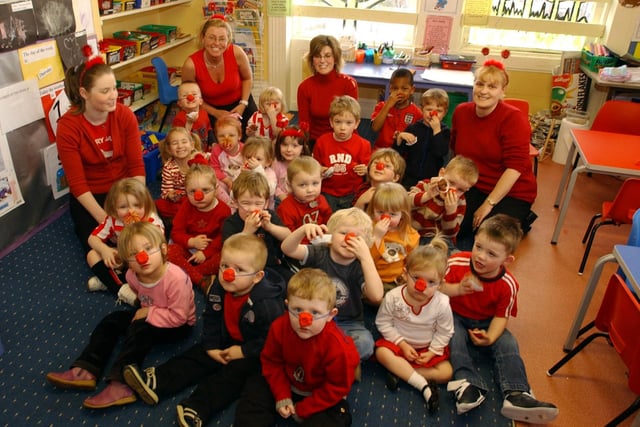 Loads of faces enjoying the Red Nose Day in 2005. Recognise anyone?