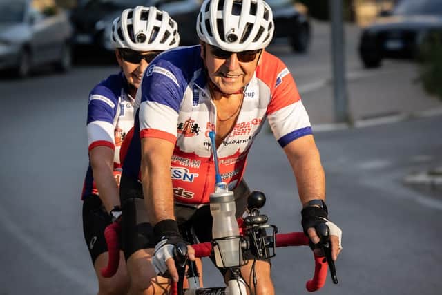 Sean and Allison Thompson on their tandem during this year’s Foundation of Light Cycle Challenge. Picture by Michael Oliver.