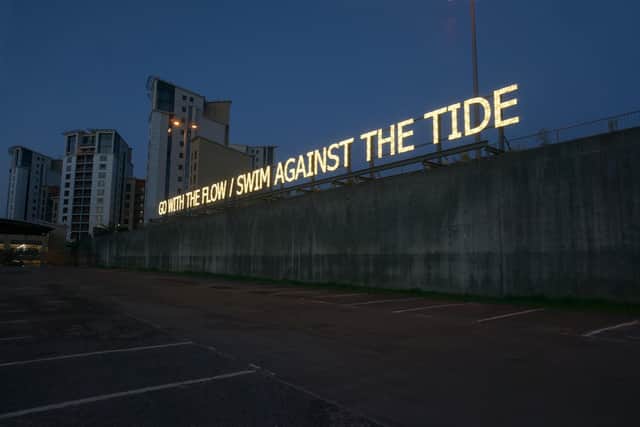 Tim Etchells,  Go With the Flow_ Swim Against the Tide, 2017, Image Courtesy of the Artist