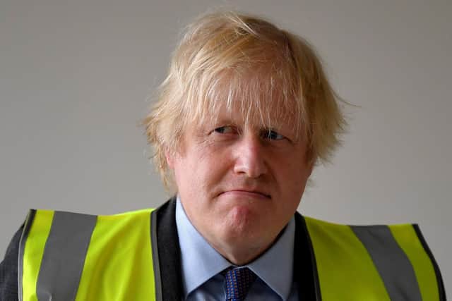 Boris Johnson visits a science room under construction at Ealing Fields High School on June 29, 2020 in west London. Picture by Toby Melville - WPA Pool/Getty Images