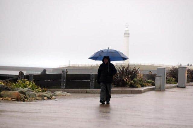 Rain and showers are expected for much of the day in Sunderland