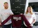 Craig Fletcher has launched sportswear brand Swole Ape during hr lockdown with the help of his partner Helen Ferris, pictured before their son's arrival on Sunday, September 27.