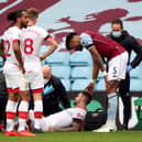Southampton's Danny Ings picks up an injury during the Premier League match at Villa Park.