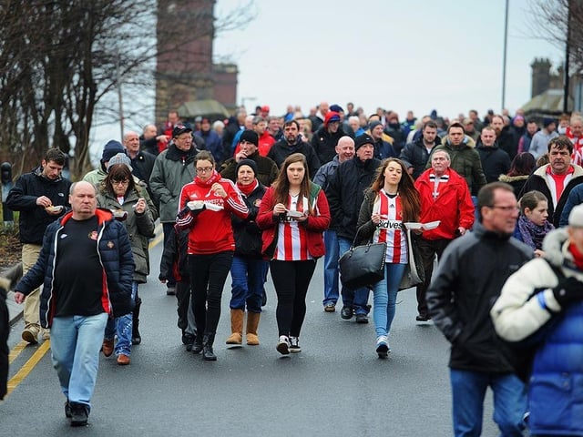 Fans walk to the ground prior to the Barclays Premier League match between Sunderland and Southampton at Stadium of Light on January 18, 2014.