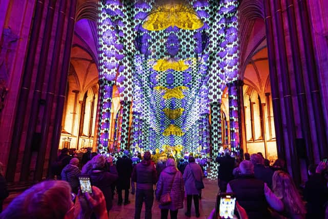 Salisbury Cathedral Heaven on Earth son et lumiere by Luxmuralis.