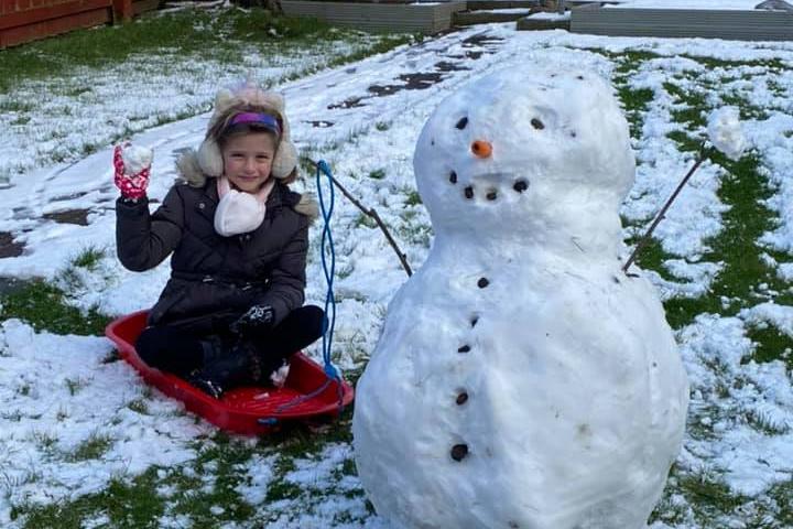 Rebecca made a giant snowman in her Berwick garden.
