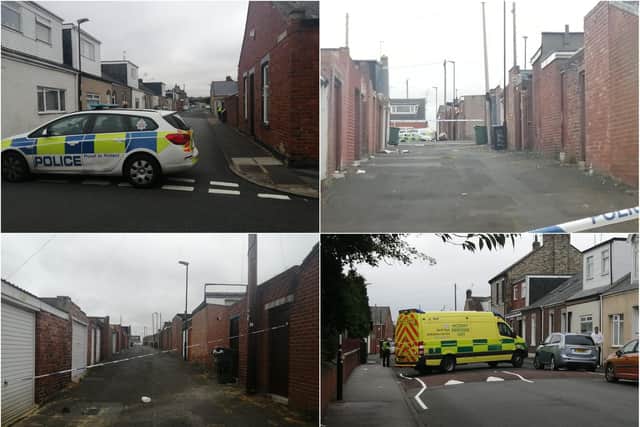 Emergency services at King's Place and Paxton Terrace in Millfield after a suspicious package was found in the area.