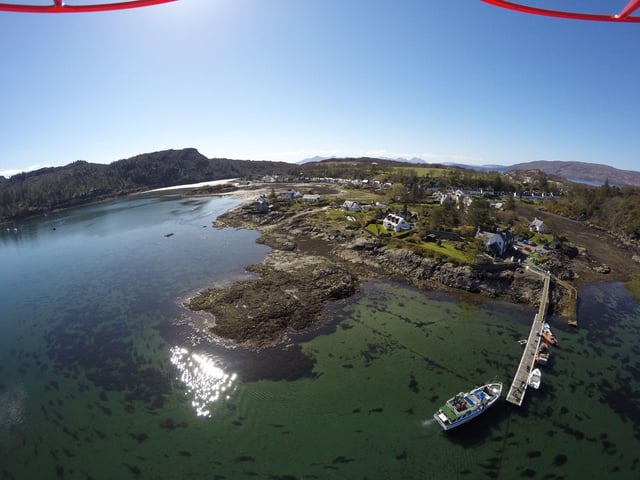 Plockton has its own train station, airfield and berthing facilities for seaborne travellers