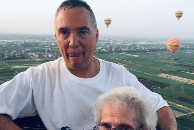 Alan Storey and mum Mary on a balloon ride adventure.