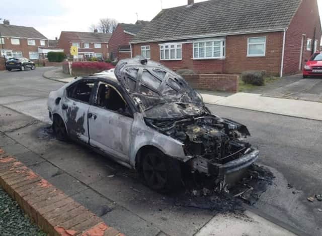 Damage caused to a vehicle that was on fire in East Herrington.