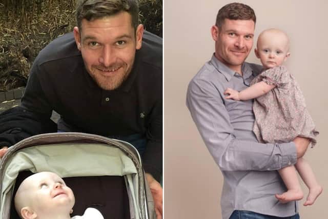 Richie Jordan, pictured with his then-baby daughter Quinn, before he died in 2019. Pictures: Carol King.