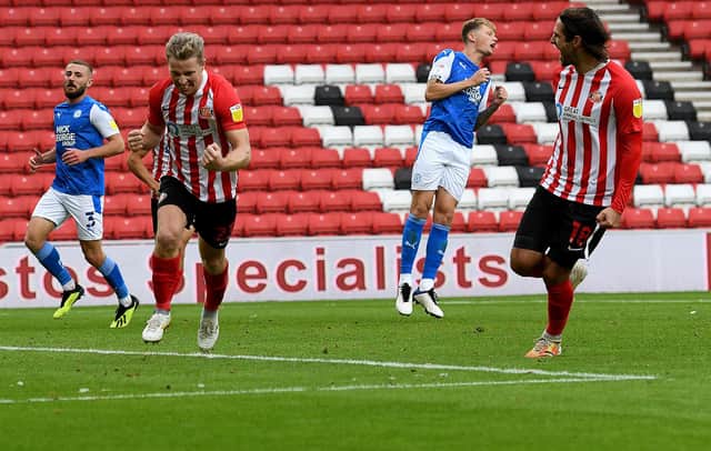 Sunderland's Grant Leadbitter scores against Peterborough United.