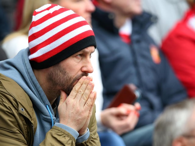 Sunderland supporters are seen during the Premier League match between Sunderland and Chelsea at the Stadium of Light on May 7, 2016.
