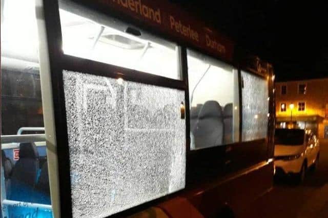 Bus windows were damaged during the height of the disorder.