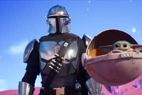 Characters from The Mandalorian - including the cutesy Baby Yoda - appear in Fortnite's new 'Zero Point' season (Image: Epic Games)