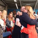 Labour candidate Kim McGuinness celebrates after winning the North East Mayor election at Silksworth Centre in Sunderland this afternoon (FRI).See Mayoral Elections round-up