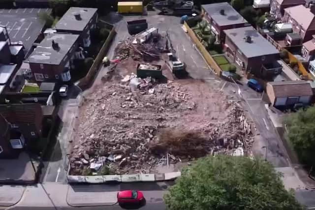 A still from the drone footage shot by Davy Robson, showing the site of Fulwell Fire Station now it has been cleared.
