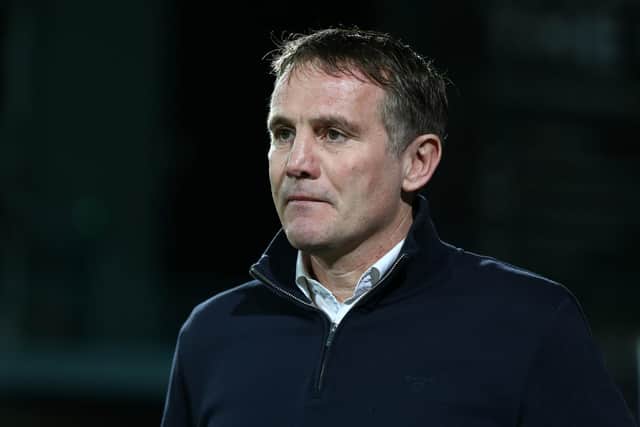 BIRKENHEAD, ENGLAND - JANUARY 29: Phil Parkinson, manager of Sunderland looks on during the Sky Bet League One match between Tranmere Rovers and Sunderland at Prenton Park on January 29, 2020 in Birkenhead, England. (Photo by Lewis Storey/Getty Images)