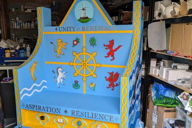 Fulwell Junior School children's winning Coronation bench which has been installed in the Tower of London.