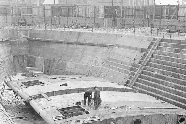 Pictured in the River Wear Commissioners' Dry Dock are the no 3 Gates, which were undergoing repairs in 1971.