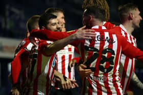 Sunderland celebrate a fine goal from Jordan Jones