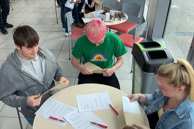 Students at Sunderland College opening their A-Level exam results. 

Picture by FRANK REID