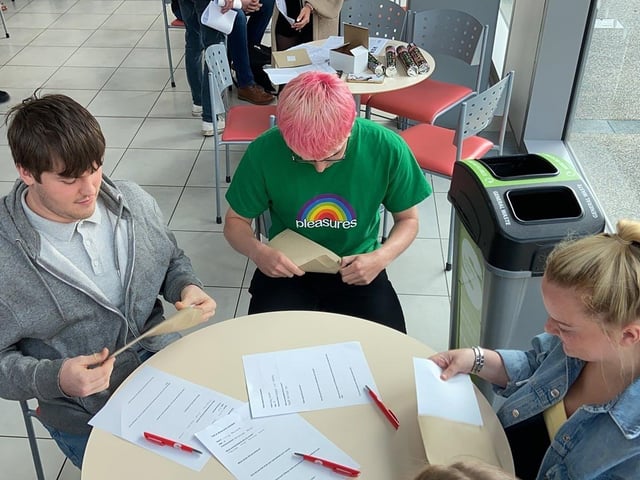 Students at Sunderland College opening their A-Level exam results.
Picture by FRANK REID