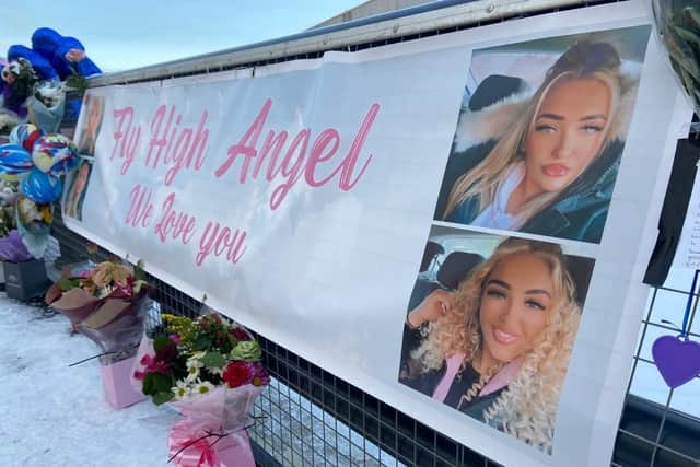 A banner at the scene of the crash