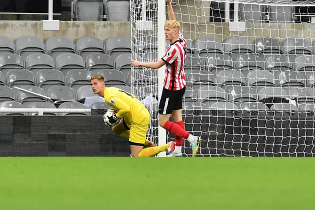 Alex Bass playing for Sunderland under-21s.