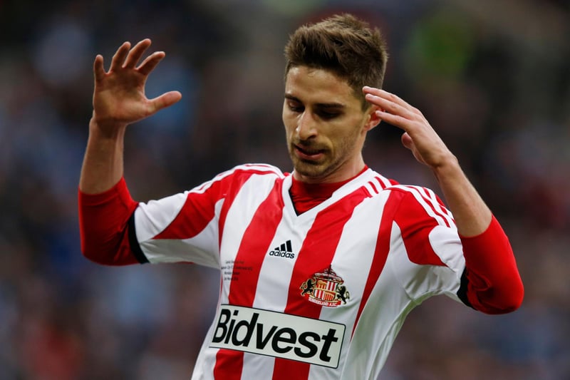 Sunderland's Italian striker Fabio Borini reacts during the League Cup final football match between Manchester City and Sunderland at Wembley Stadium in London on March 2, 2014.