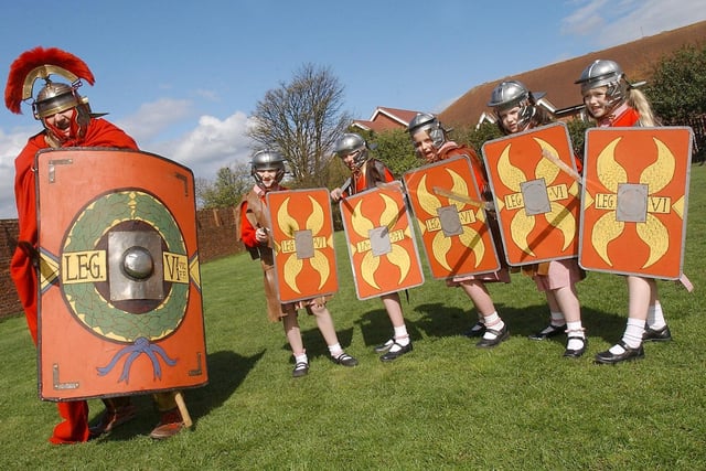 We're going back to 2008 for this re-enactment of a Roman battle with Steve Richardson and pupils from Grindon Hall.