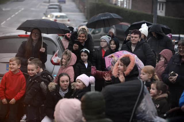 Crowds lined the streets of Thorney Close and Grindon to get a glimpse of the parade.
