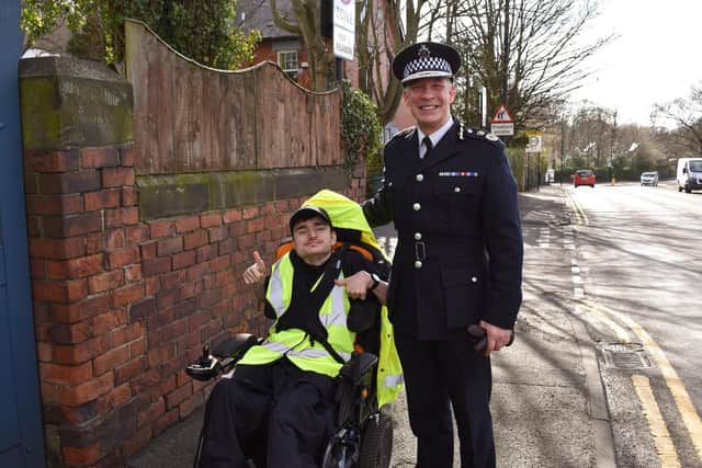 Northumbria Police chief constable Winton Keenen had the honour of going on the beat with Sunderland cadet Jake Knight.