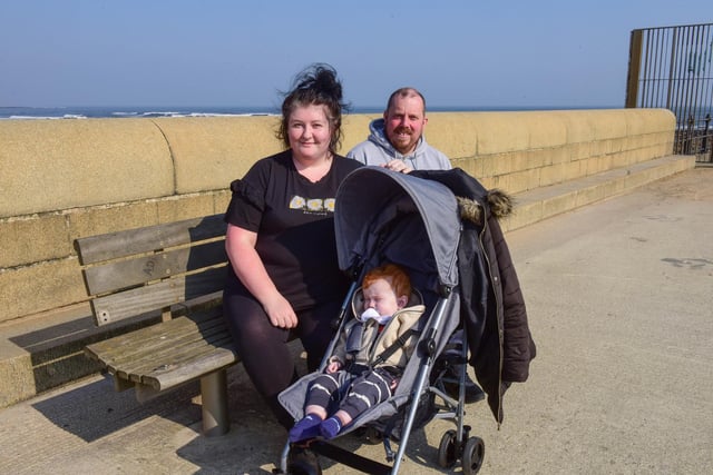  Emily Short and Eddie Maughan 1-year-old Zachery and at Roker, Sunderland on Monday.