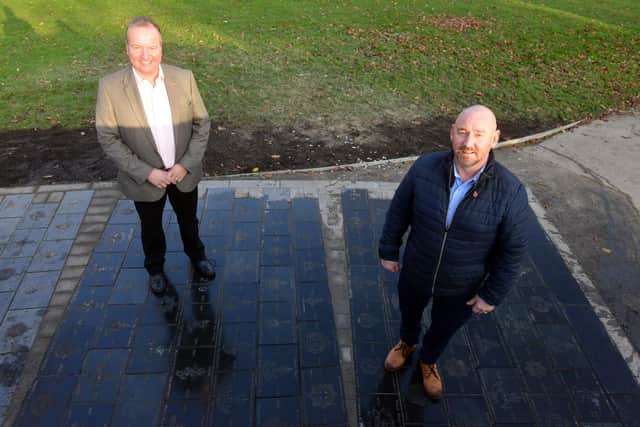 The pathway now has 700 slabs. Veterans' Walk founders Rob Deverson and Tom Cuthbertson
