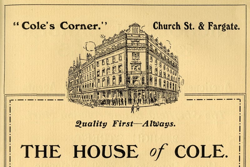 Cole Brothers, Cole's Corner, 1923. Picture Sheffield reference number Y04991
