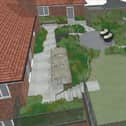 CGI images of how redeveloped Easington Lane Community Access Point could look, including new entrance and roof garden. CREDIT: Hoot Architecture
