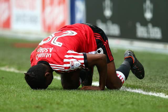 Former attacker Joel Asoro reacts during Championship match between Queens Park Rangers and Sunderland at Loftus Road on March 10, 2018.
