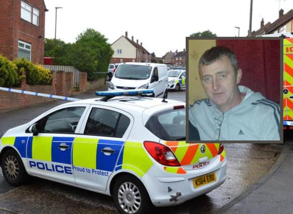 Wayne Miller is on trial accused of the murder of Andrew Mather, pictured inset.