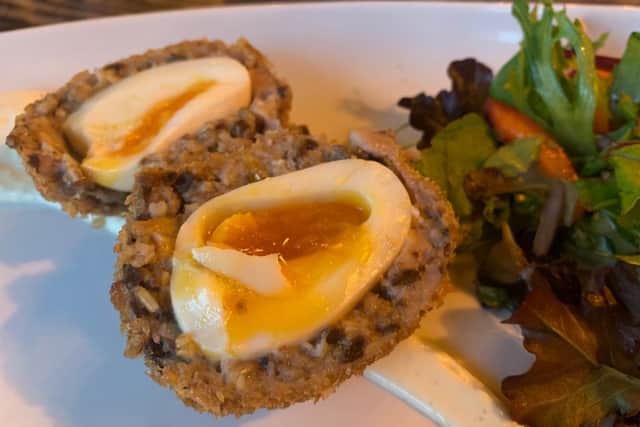 There's a good range of starters on offer, including scotch egg, salt and pepper squid, baked aubergine, charcuterie, king prawns and more.