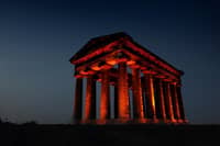 Penshaw Monument lit up red in support of Wear it Red Day back in 2025.