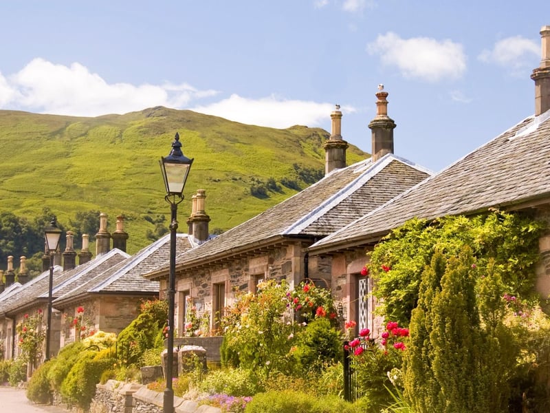 Famous for being where outdoor scenes of Scottish soap Take the High Road were filmed, Luss is a perfectly village tucked away on the banks of Loch Lomond.