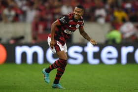 Brazil's Flamengo Matheus Franca celebrates after scoring against Colombia's Deportes Tolima during the Copa Libertadores football tournament round of sixteen second leg match at Macarana Stadium in Rio de Janeiro, Brazil, on July 6, 2022. (Photo by MAURO PIMENTEL / AFP) (Photo by MAURO PIMENTEL/AFP via Getty Images)