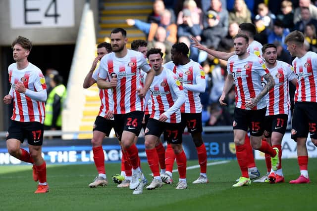 Sunderland celebrate Corry Evans' opening goal