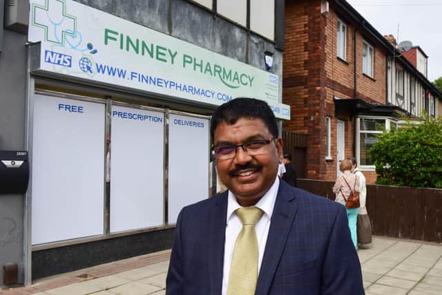 Joseph Finney at the reveal of his pharmacy on Ryhope Road in Sunderland.
