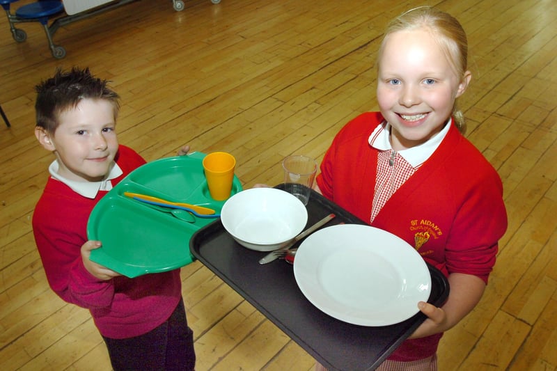 New dinner trays were served up at St Aidan's Primary School in 2006. Does this bring back memories?