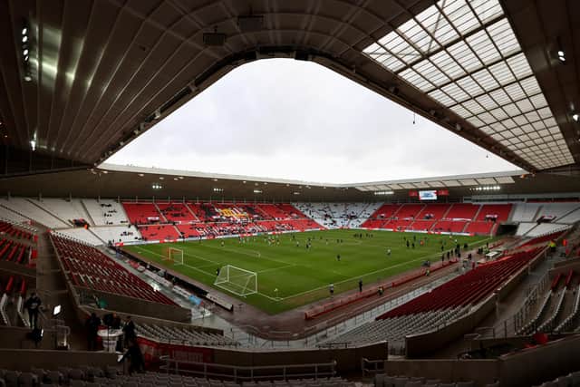SUNDERLAND, ENGLAND - NOVEMBER 27: General view inside the stadium prior to the FIFA Women's World Cup 2023 Qualifier group D match between England and Austria at Stadium of Light on November 27, 2021 in Sunderland, England. (Photo by Catherine Ivill/Getty Images)