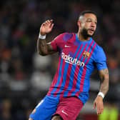 Memphis Depay of FC Barcelona looks on during the LaLiga Santander match between FC Barcelona and Sevilla FC at Camp Nou on April 03, 2022 in Barcelona, Spain. (Photo by David Ramos/Getty Images)